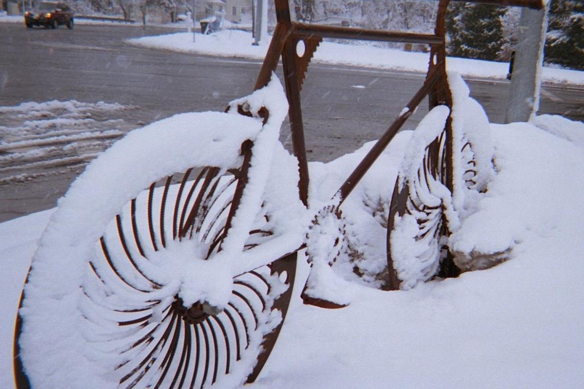Photo of Winter Bike Sculpture at Winslow Place