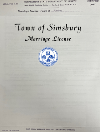 Town of Simsbury Marriage License Logo