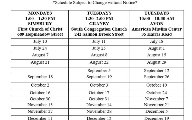 Mobile FoodShare Truck Schedule 
